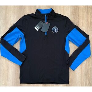 NWT Men's Antigua Minnesota Timberwolves Aspect QZ Pullover -Small - Black/Blue